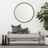 Piper Small Black Metal Round Wall Mirror