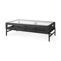 Arelius Coffee Table %7C Rectangular Black-Brown Wood | Black Metal | Rectangular