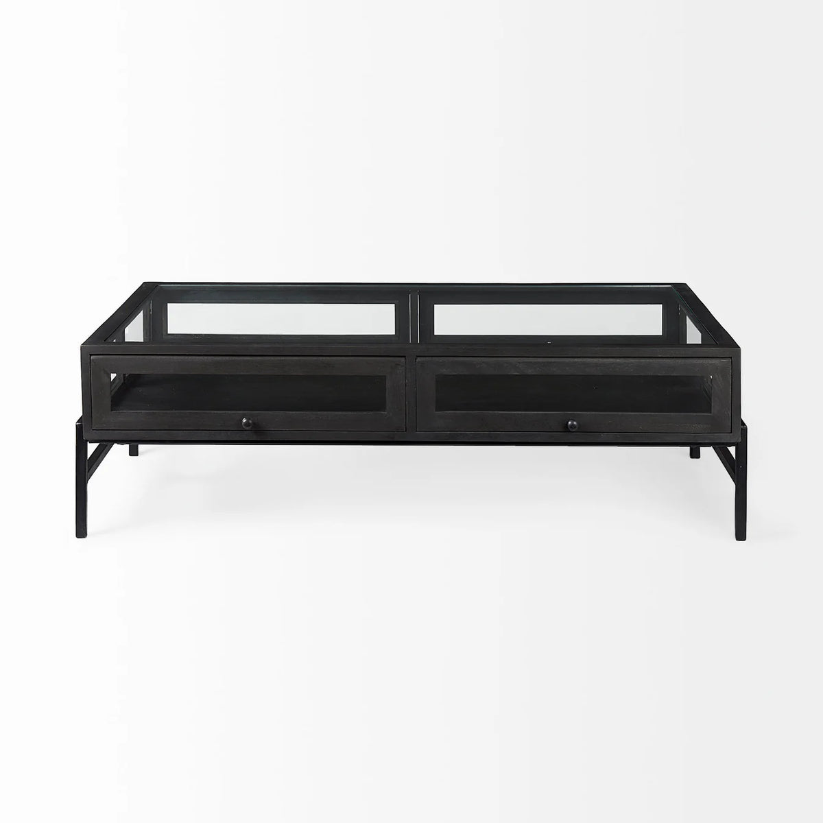 Arelius Coffee Table %7C Rectangular Black-Brown Wood | Black Metal | Rectangular