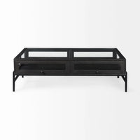Arelius Coffee Table %7C Rectangular Black-Brown Wood | Black Metal | Rectangular