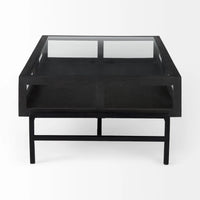 Arelius Coffee Table %7C Rectangular Black-Brown Wood | Black Metal | Rectangular