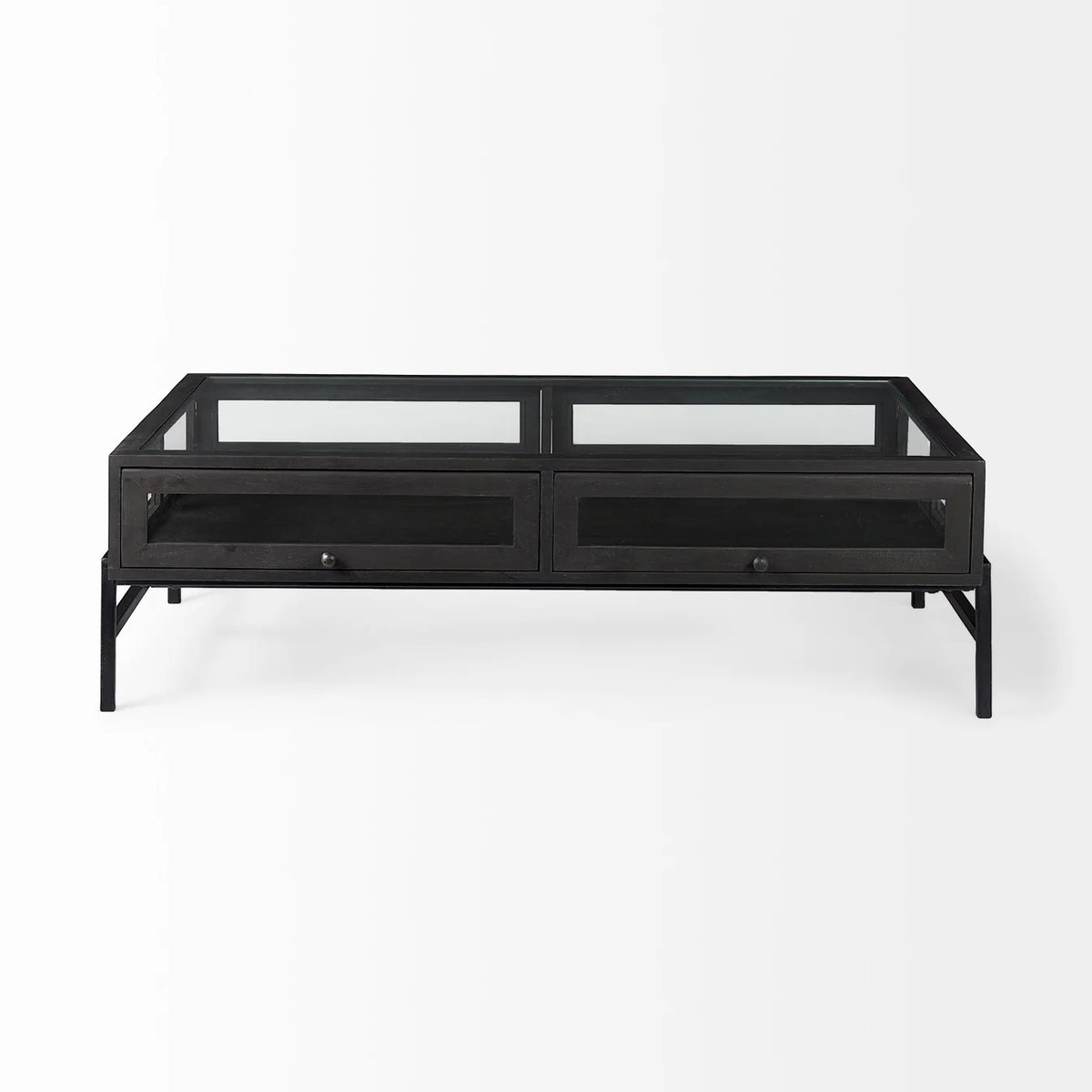 Arelius Coffee Table %7C Rectangular Black-Brown Wood | Black Metal | Rectangular