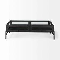 Arelius Coffee Table %7C Rectangular Black-Brown Wood | Black Metal | Rectangular