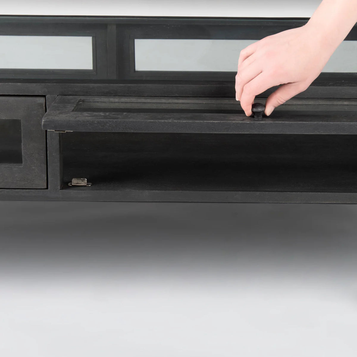 Arelius Coffee Table %7C Rectangular Black-Brown Wood | Black Metal | Rectangular