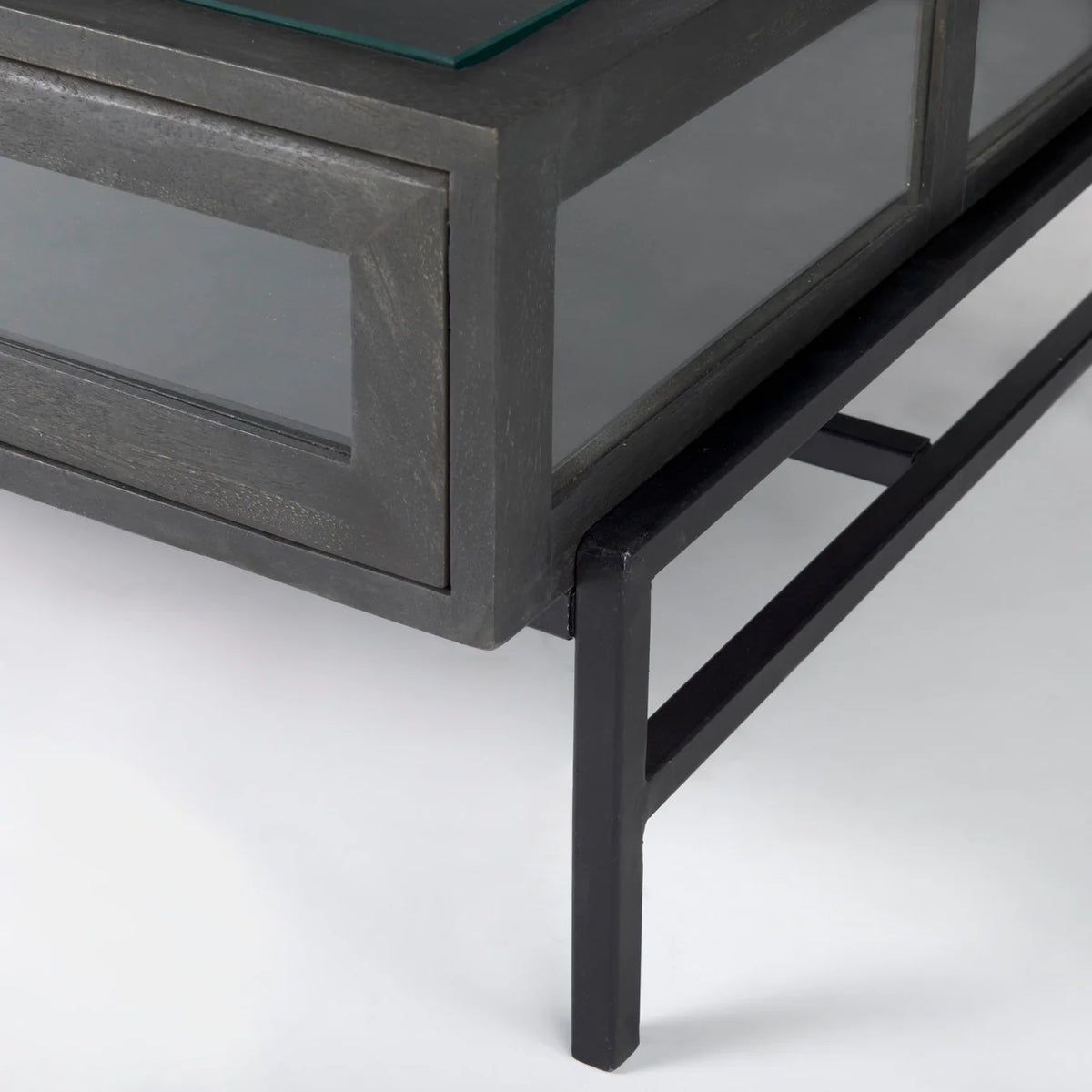 Arelius Coffee Table %7C Rectangular Black-Brown Wood | Black Metal | Rectangular