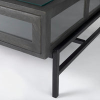 Arelius Coffee Table %7C Rectangular Black-Brown Wood | Black Metal | Rectangular