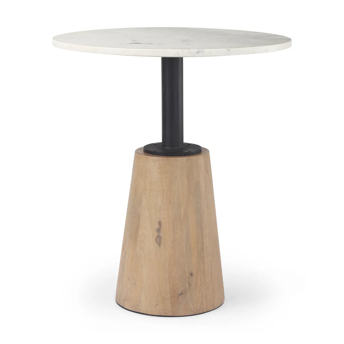 Maxwell Bistro Table White Marble | Blonde Wood