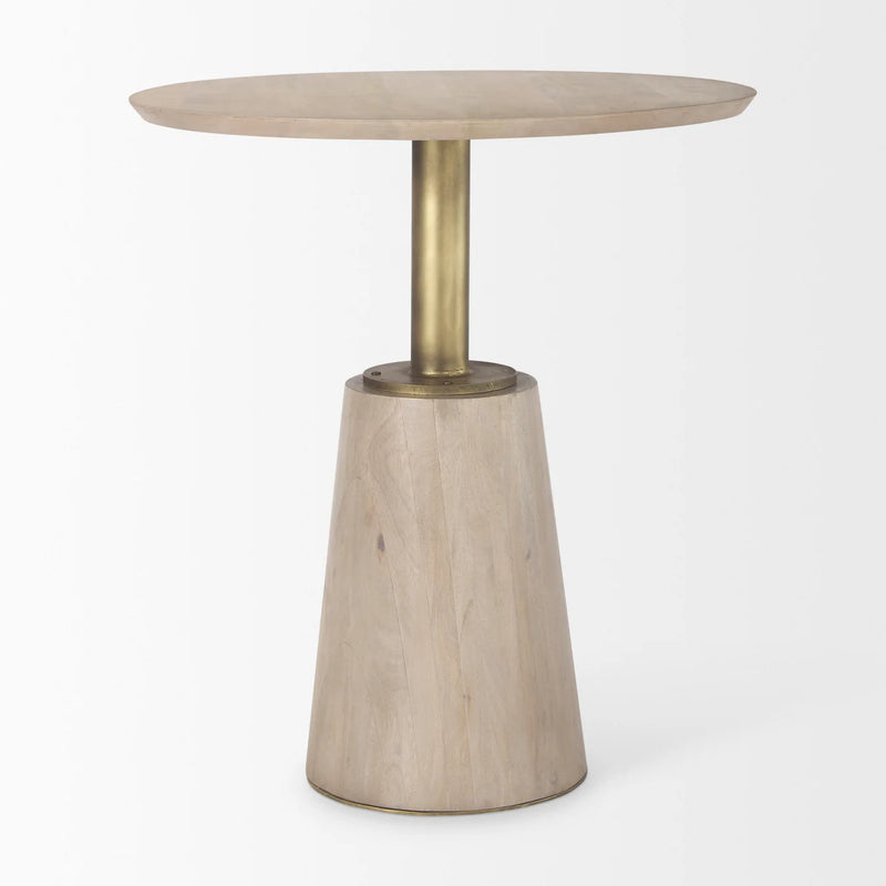 Maxwell Bistro Table Light Wood | Gold Accent