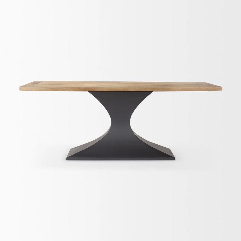 Maxton Dining Table Light Brown Wood | Dark Gunmetal