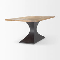 Maxton Dining Table Light Brown Wood | Dark Gunmetal