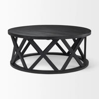 Forsey Round Coffee Table Black Wood