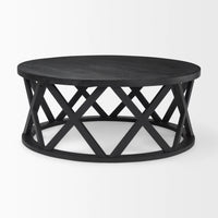 Forsey Round Coffee Table Black Wood