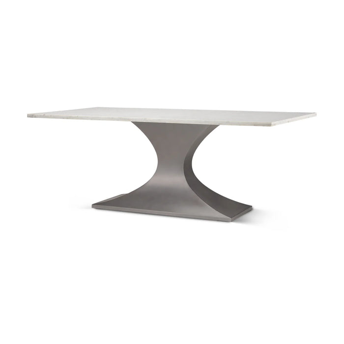 Maxton Dining Table White Marble | Gunmetal