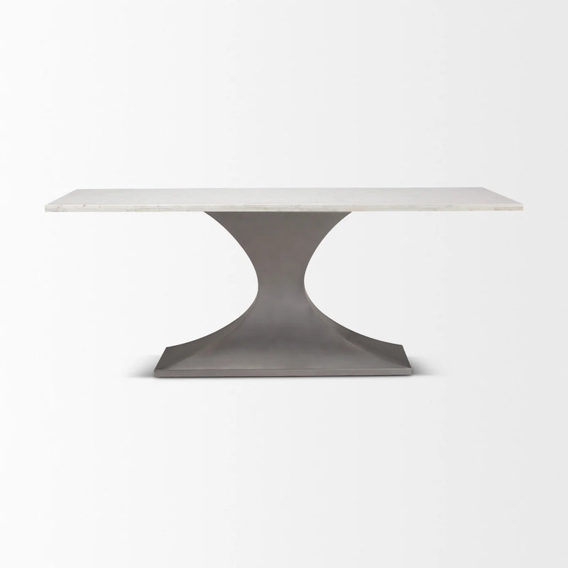 Maxton Dining Table White Marble | Gunmetal