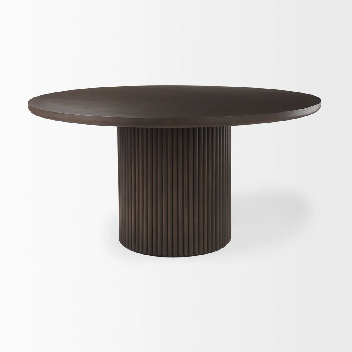 Terra Round Dining Table Dark Brown Wood
