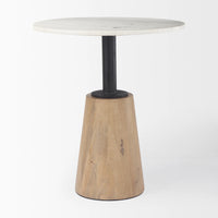 Maxwell Bistro Table White Marble | Blonde Wood