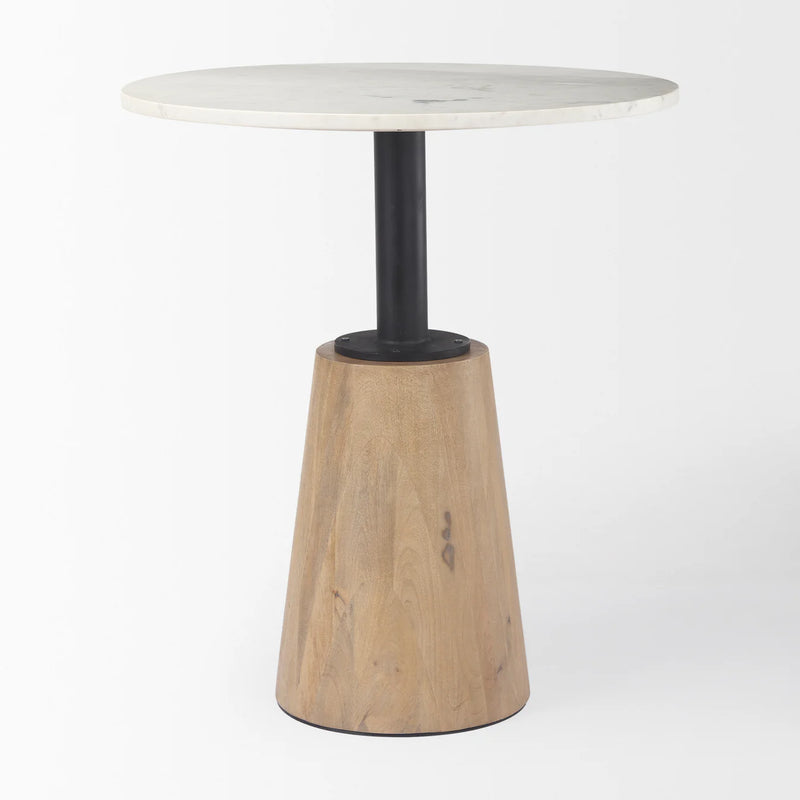Maxwell Bistro Table White Marble | Blonde Wood