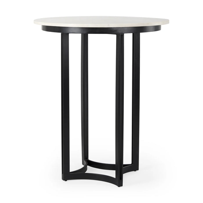 Tanner Bistro Table White Marble | Black Metal