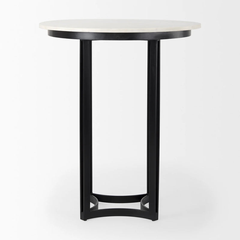 Tanner Bistro Table White Marble | Black Metal