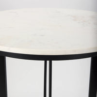 Tanner Bistro Table White Marble | Black Metal