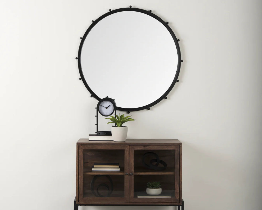 Elena Wall Mirror Black Metal | 44"