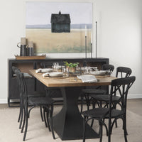 Maxton Dining Table Light Brown Wood | Dark Gunmetal
