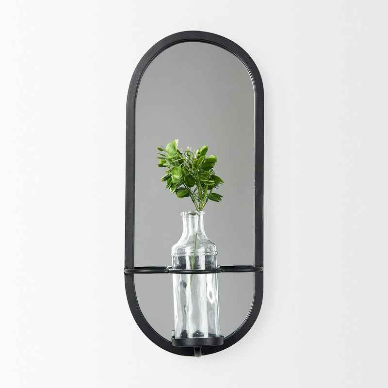 Katherine Wall Mounted Mirror w Glass Bottle for Botanicals or Floral