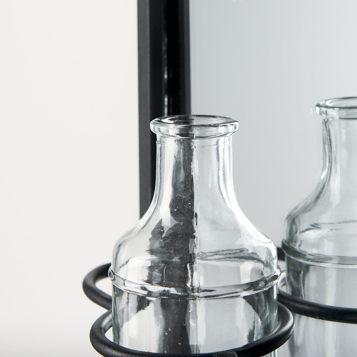 Katherine Wall Mounted Mirror w Glass Bottle for Botanicals or Floral