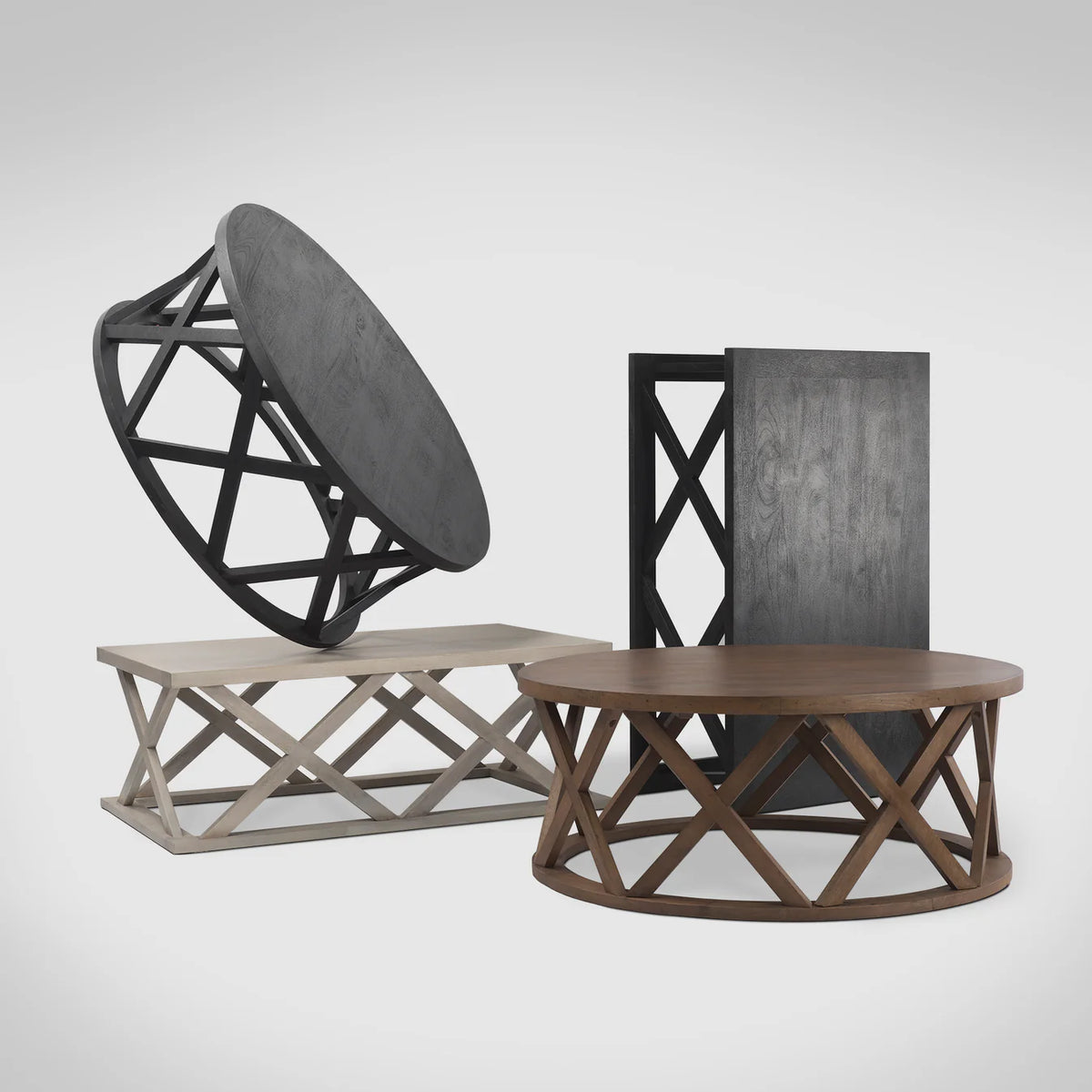 Forsey Round Coffee Table Black Wood