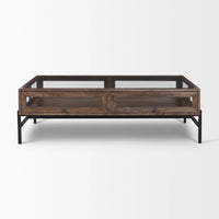 Arelius Coffee Table %7C Rectangular Medium Brown Wood | Black Metal | Rectangular