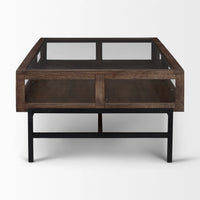 Arelius Coffee Table %7C Rectangular Medium Brown Wood | Black Metal | Rectangular