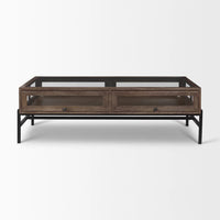 Arelius Coffee Table %7C Rectangular Medium Brown Wood | Black Metal | Rectangular