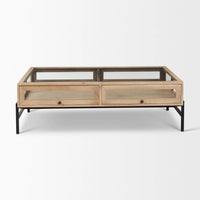 Arelius Coffee Table %7C Rectangular Light Brown Wood | Black Metal | Rectangular