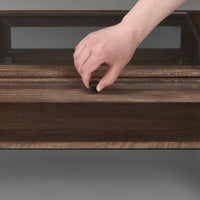 Arelius Coffee Table %7C Rectangular Medium Brown Wood | Black Metal | Rectangular