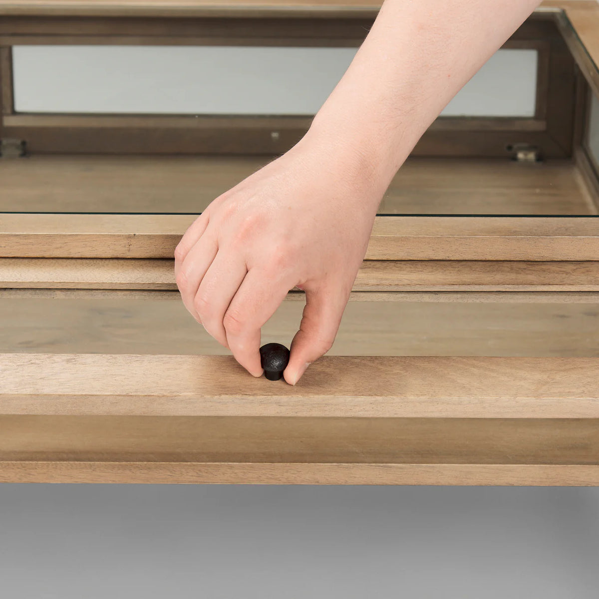 Arelius Coffee Table %7C Rectangular Light Brown Wood | Black Metal | Rectangular