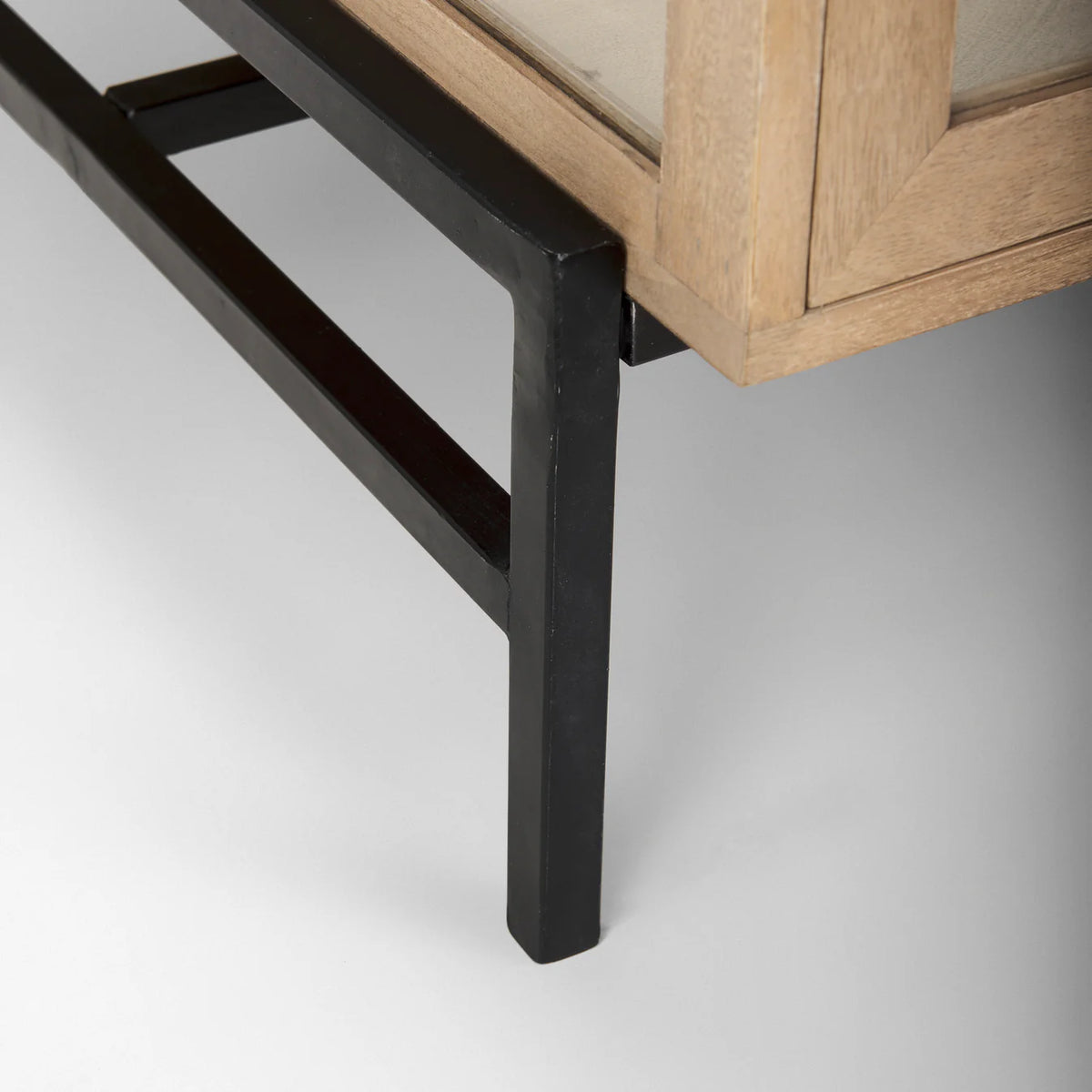 Arelius Coffee Table %7C Rectangular Light Brown Wood | Black Metal | Rectangular