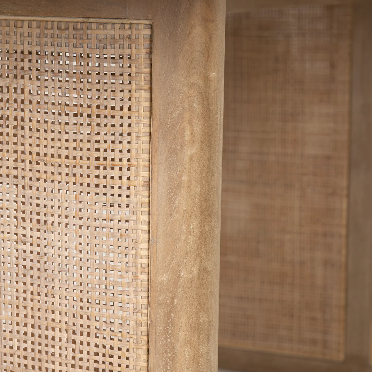 Grier Dining Table Light Brown Wood | Cane Accent