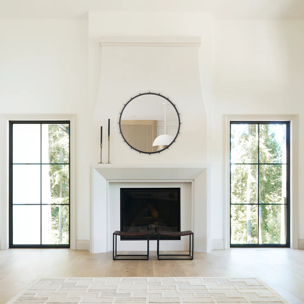 Elena Wall Mirror Black Metal | 44"