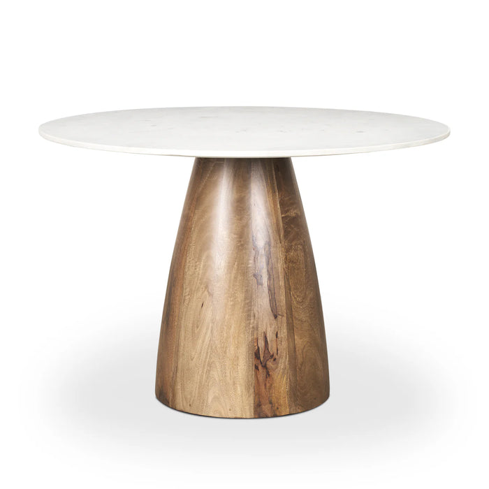 Allyson Dining Table White Marble | Medium Brown Wood