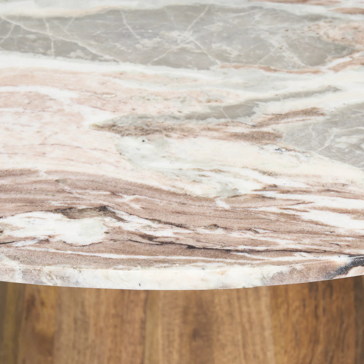 Allyson Dining Table Pink Marble | Medium Brown Wood