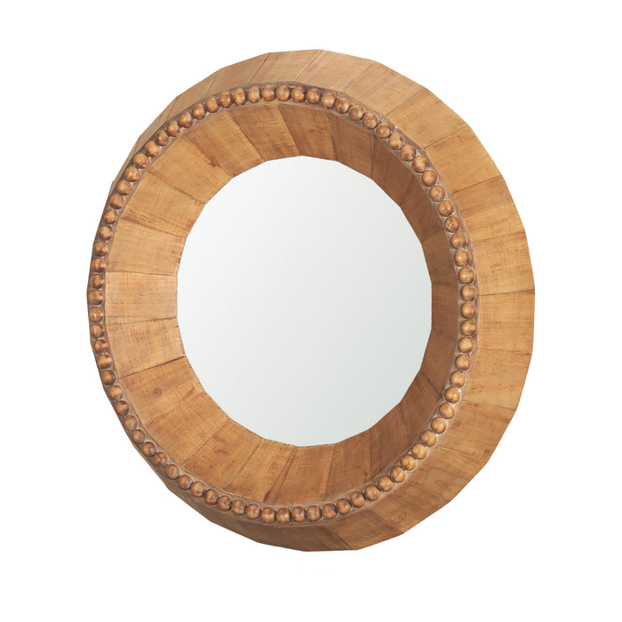 Ranela Light Brown Beaded Wooden Wall Mirror
