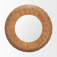 Ranela Light Brown Beaded Wooden Wall Mirror