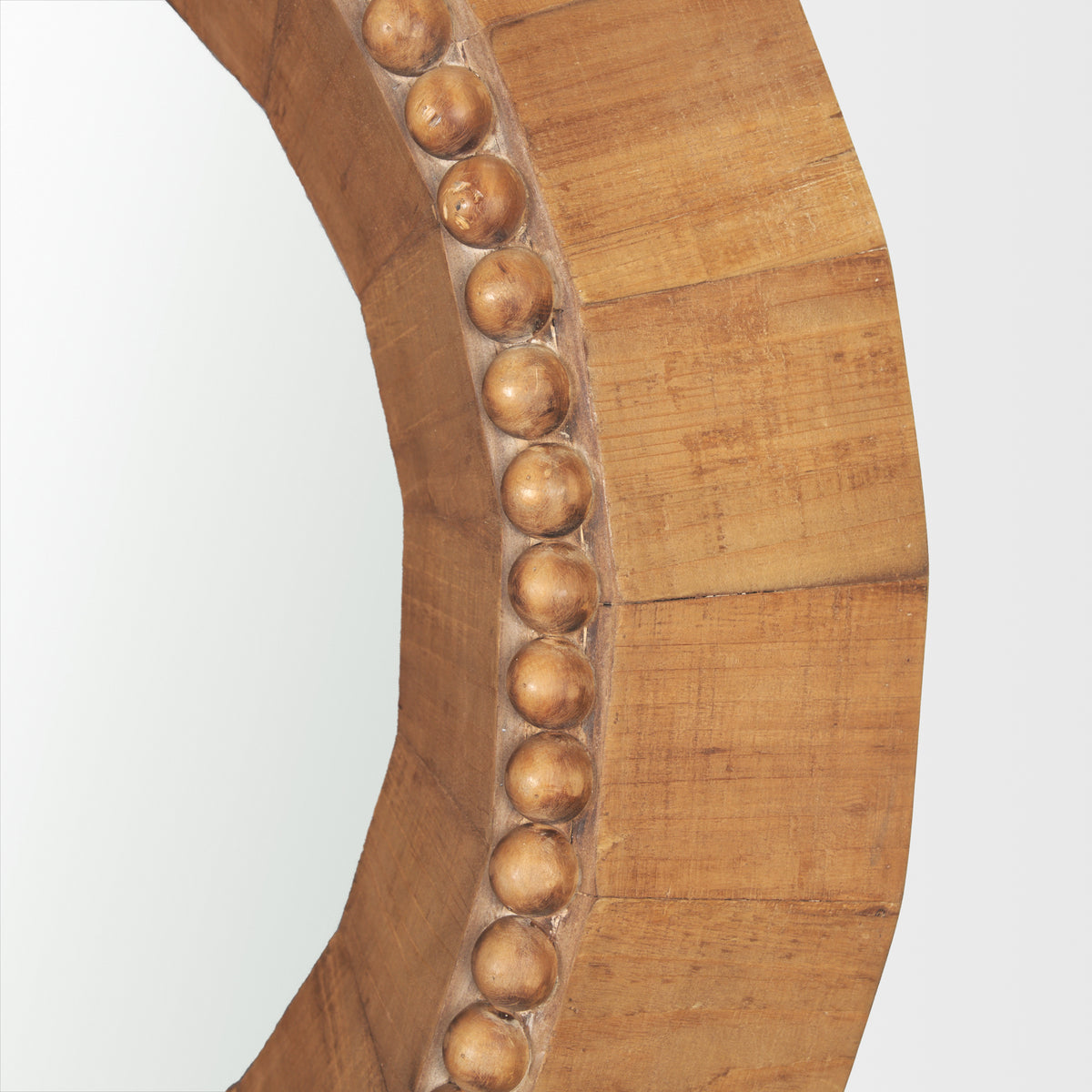 Ranela Light Brown Beaded Wooden Wall Mirror