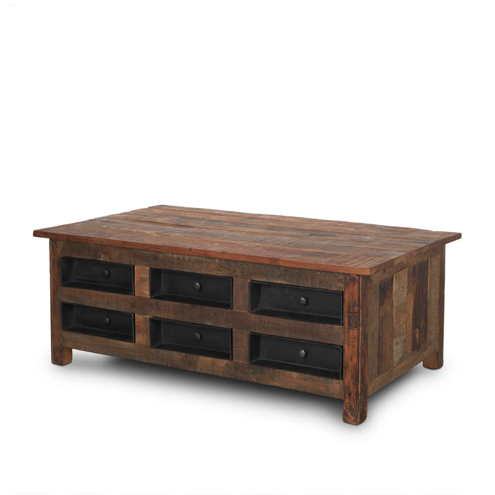 Wilton Coffee Table Black Metal | Brown Wood