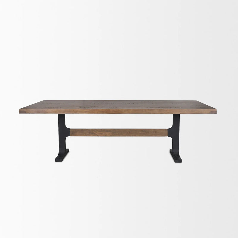 Araxi Dining Table Dark Brown Wood | Black Metal