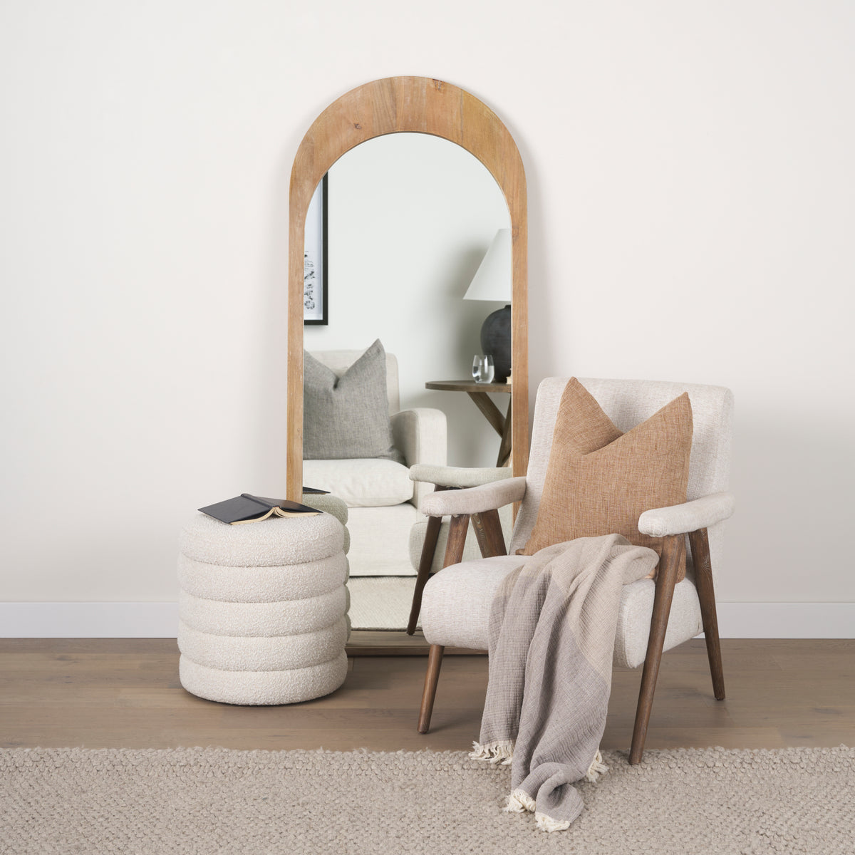 Celeste Wood Arched Floor Mirror