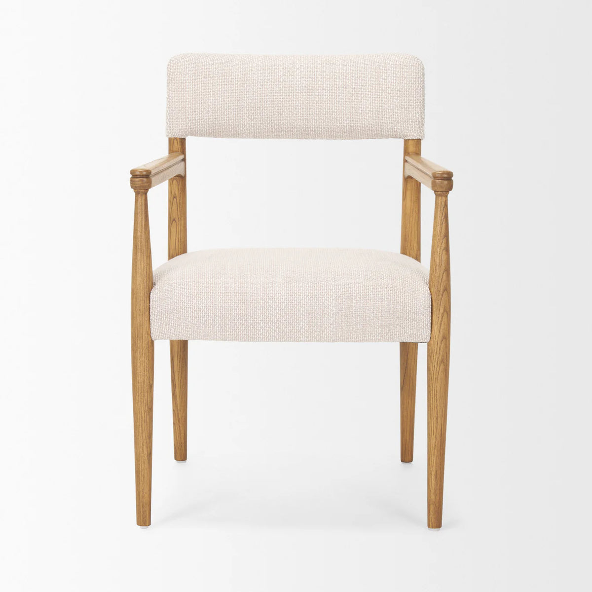 Toni Upholstered Dining Chair Light Brown Wood | Oatmeal Performance Fabric