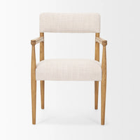 Toni Upholstered Dining Chair Light Brown Wood | Oatmeal Performance Fabric