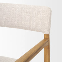 Toni Upholstered Dining Chair Light Brown Wood | Oatmeal Performance Fabric
