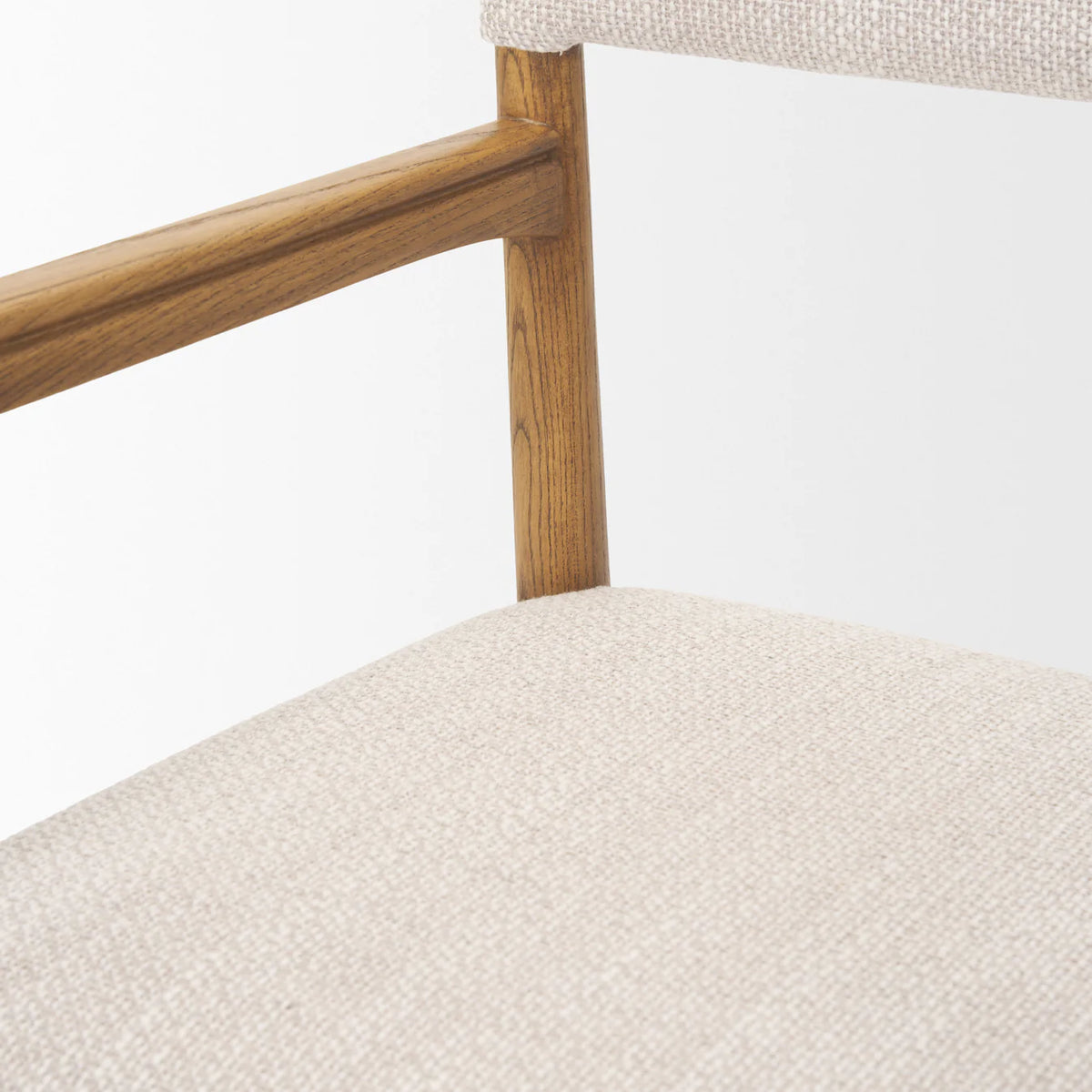 Toni Upholstered Dining Chair Light Brown Wood | Oatmeal Performance Fabric